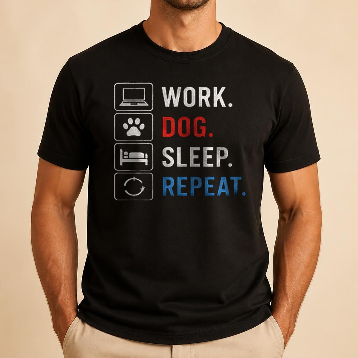 Work. Dog. Sleep. Repeat. Tee — view 3