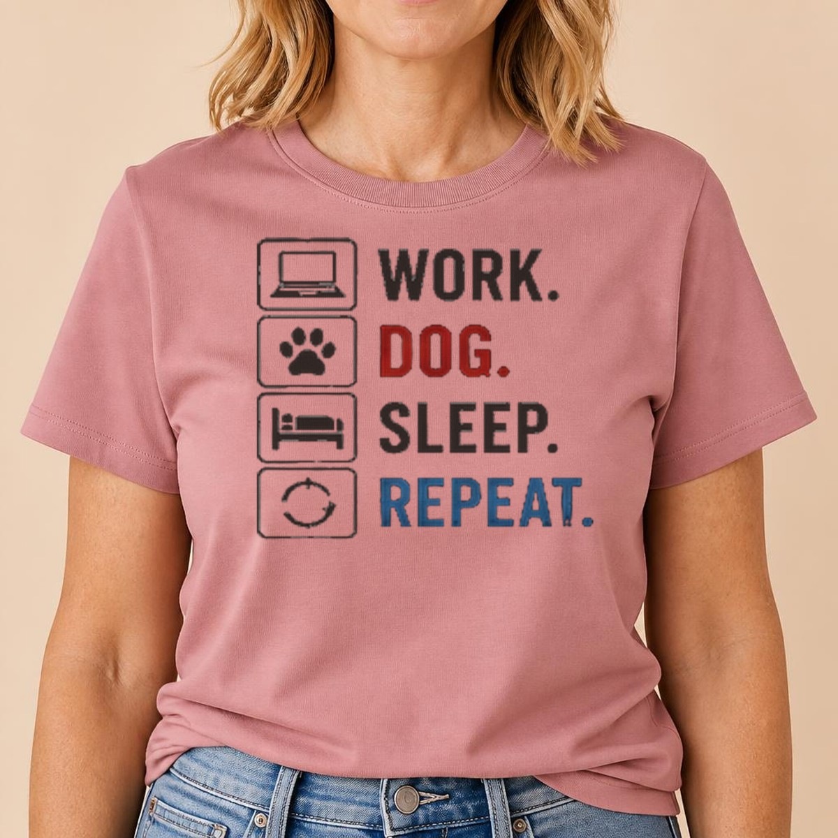 Work. Dog. Sleep. Repeat. Tee — view 2