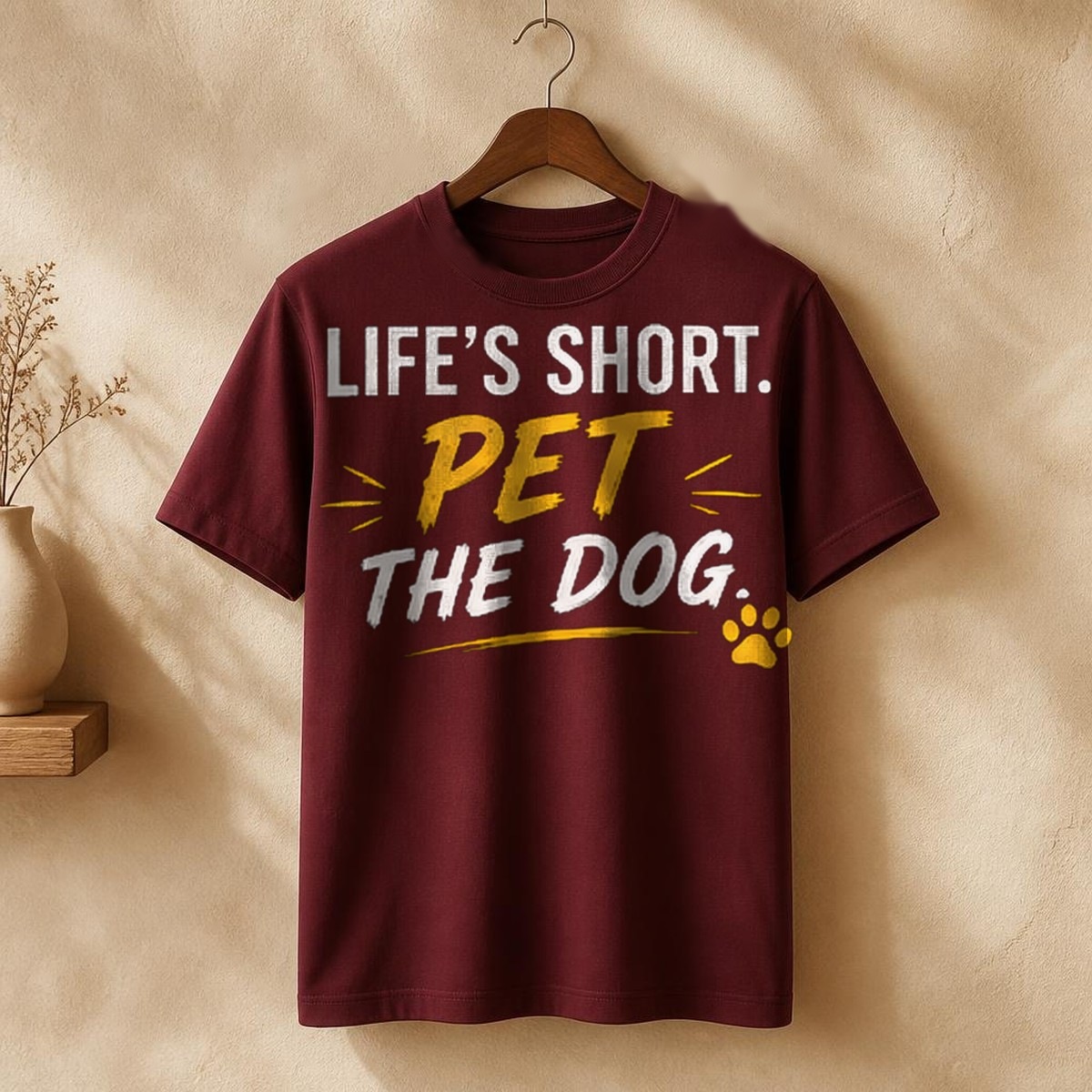 Life's Short. Pet The Dog. Tee — view 2